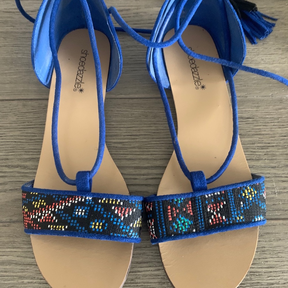 Royal blue Native American Indian strappy sandal